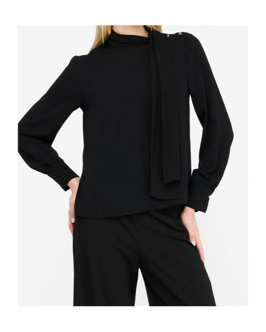 Liu Jo Black High-Neck Button-Detail Blouse