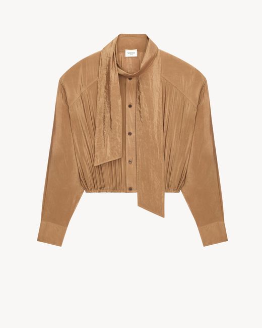 Saint Laurent Brown Taffeta Lavalliére Shirt