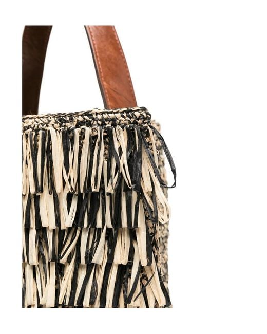 IBELIV Metallic Onja Woven Fringe Tote Bag