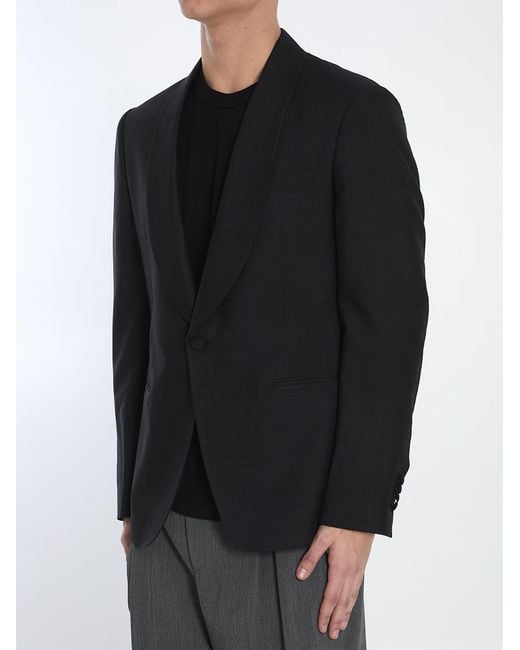 Lardini Black Shawl-Collar Single-Breasted Blazer for men