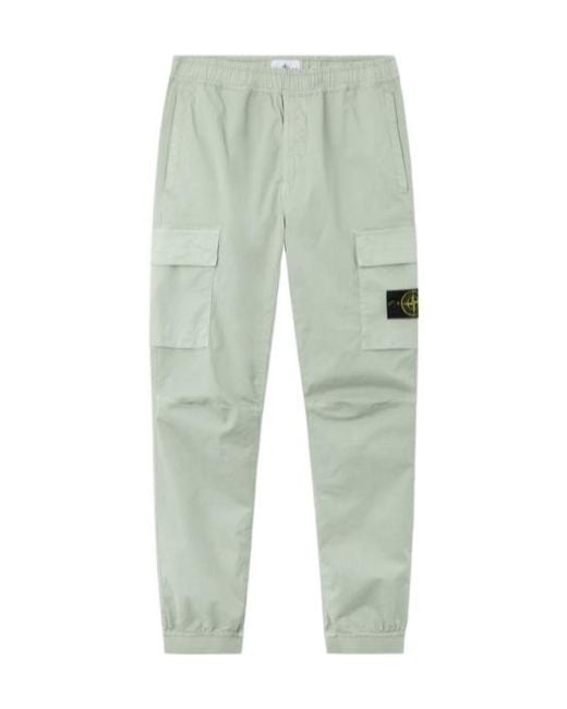 Stone Island Green Logo-Patch Trousers for men