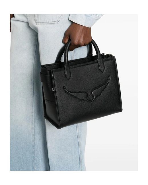 Zadig & Voltaire Black Xs Angel Wings-Appliqu Tote Bag