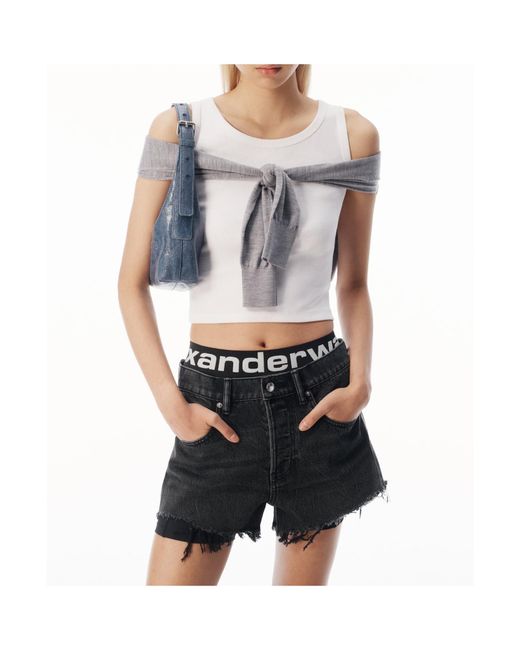 Alexander Wang Gray Layered Tank With Tie-Front Sweater Detail