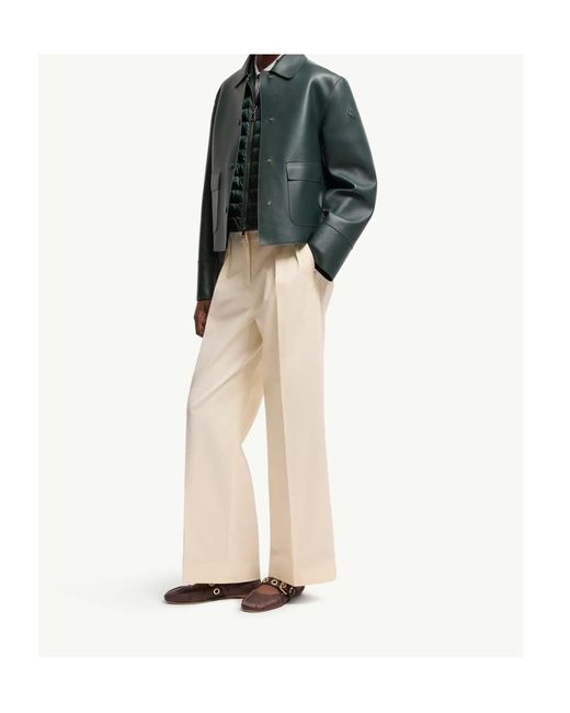 Moncler Green Haricot 3-In- Leather Down Shirt Jacket