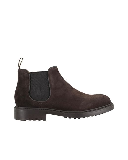 Doucal's Brown Elastic-Panel Suede Chelsea Boots for men