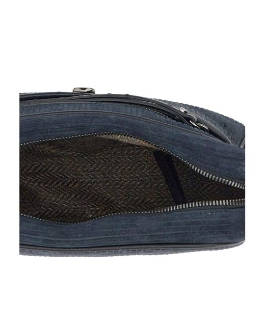 Gianni Chiarini Blue Cora Ribbed Suede Shoulder Bag