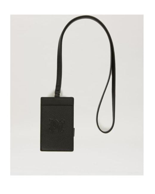 Palm Angels Black Logo-Debossed Leather Cardholder for men
