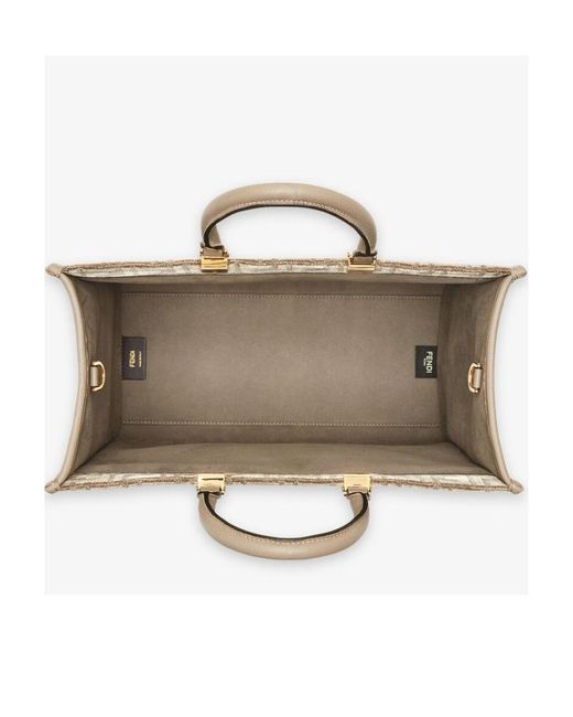 Fendi Metallic Sunshine Ff Motif Medium Tote Bag