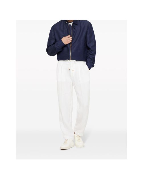 Brunello Cucinelli Blue Long-Sleeved Zip-Up Jacket for men
