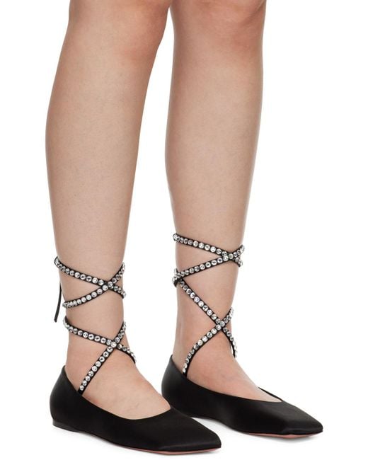 AMINA MUADDI White Ane Lace Up Ballerina Flats