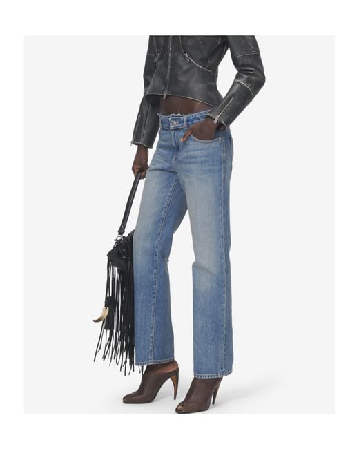 McQueen Blue Deconstructed Waist Jeans