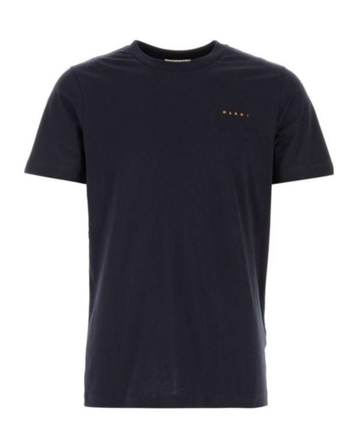 Marni Black Logo Printed Crewneck T-Shirt for men
