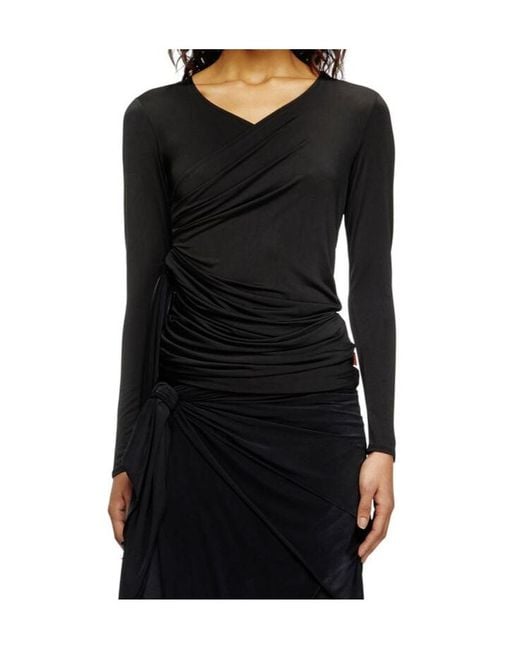 DIESEL Black T-Crissy-Plain Draped Top