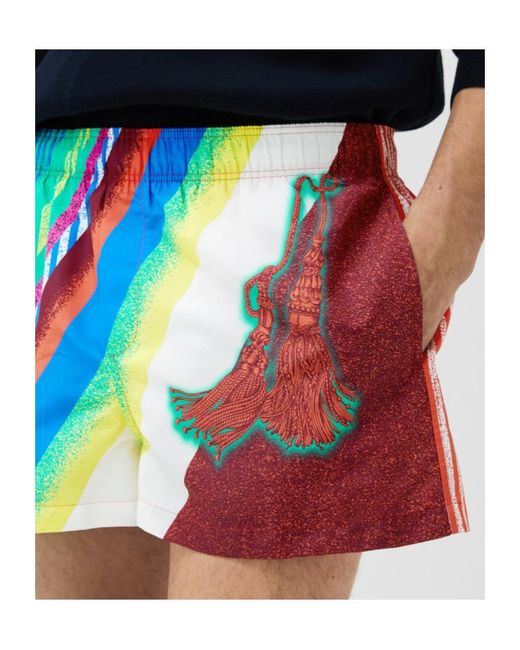 Versace Blue Printed Swim Shorts for men