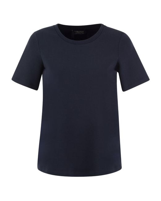 Max Mara Blue Fianco Scuba Jersey T Shirt With Logo
