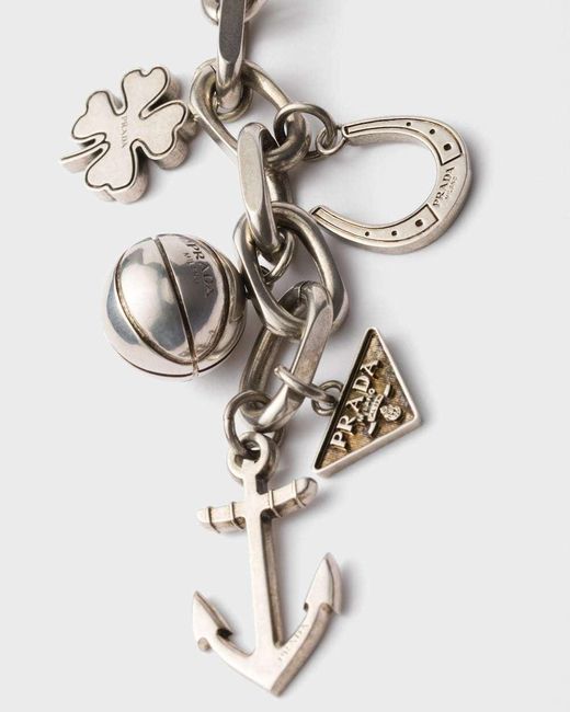 Prada White Lucky Charms Keyring for men
