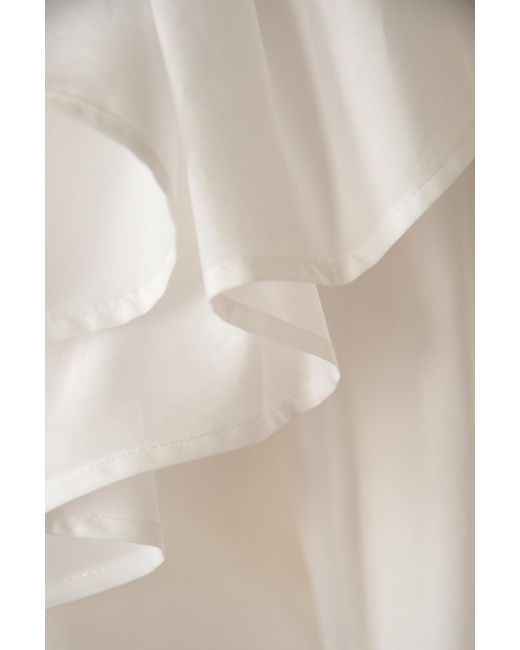 MSGM White Ruffle Detailed Blouse