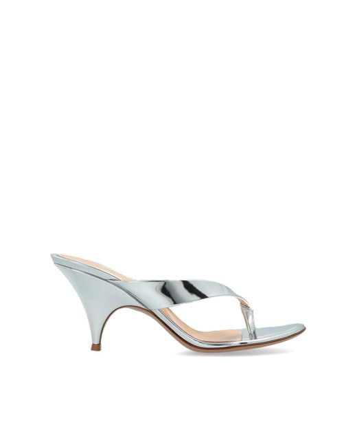 Gianvito Rossi White Heeled Mules "Sofia"