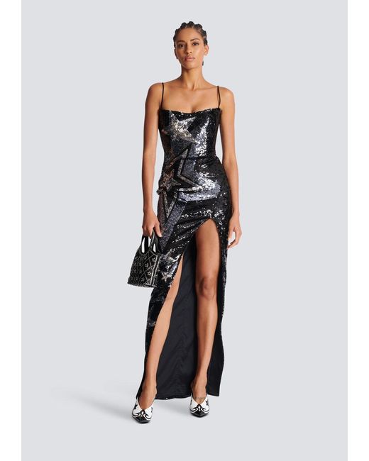 Balmain Black Embroidered Maxi Dress