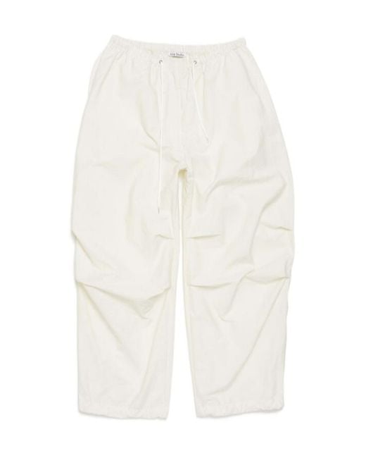 Acne White Drawstring Wide-Leg Trousers