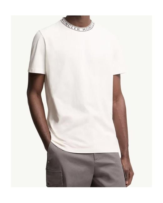 Moncler White Logo-Trimmed Crewneck T-Shirt for men