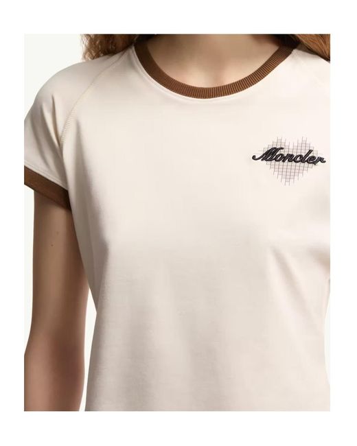 Moncler Natural Logo Embroidered Crewneck T-Shirt