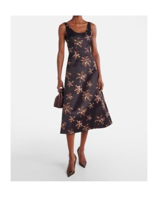 Emilia Wickstead Purple Tippi Floral Genzianella Midi Dress
