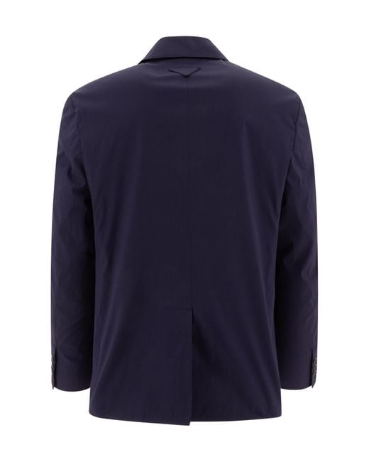 Prada Blue Single-Breasted Cotton Blend Jacket for men