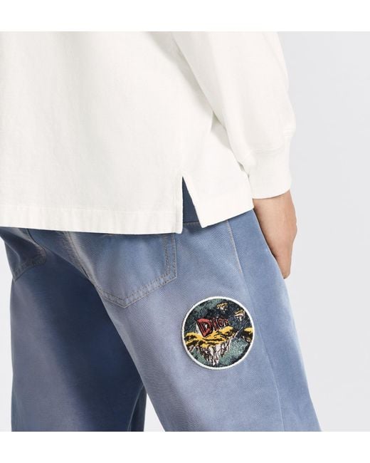 Dior Blue Homme Logo Patch Straight Leg Jeans for men
