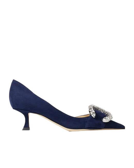 Jimmy Choo Blue Melva Dorsay Pointed Heels