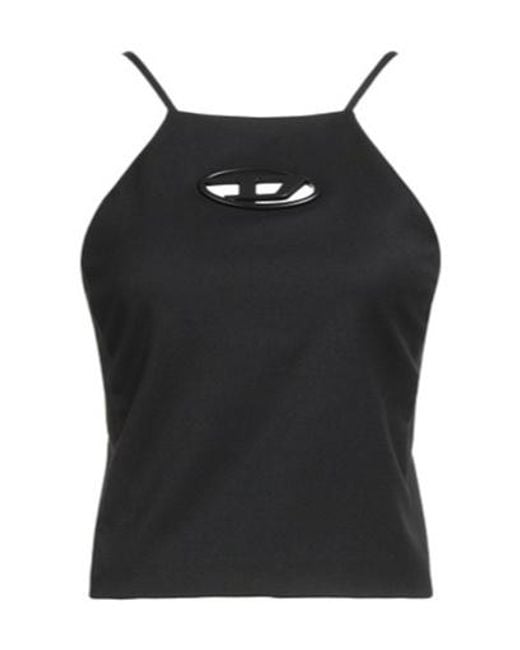 DIESEL Black Solid-Colored Short Top