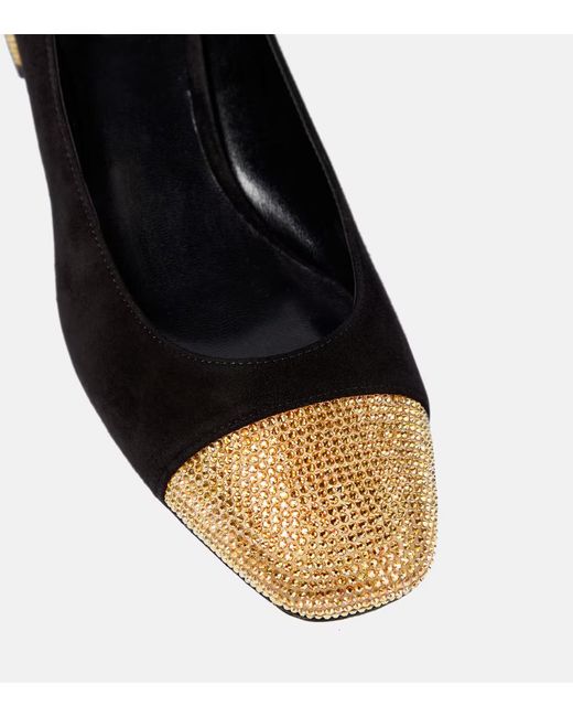 Rene Caovilla Black Bonnie Embellished Suede Pumps