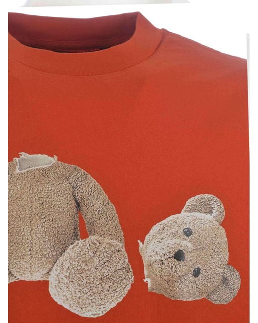 Palm Angels Orange Bear Short-Sleeve T-Shirt for men
