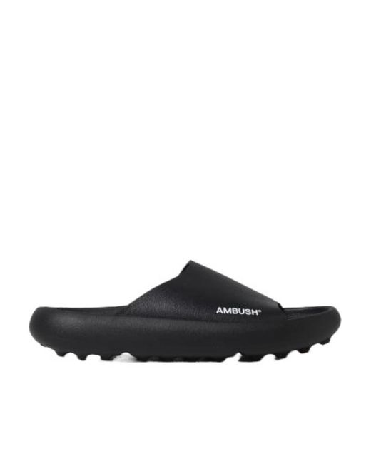 Ambush Black Logo-Print Open-Toe Slides