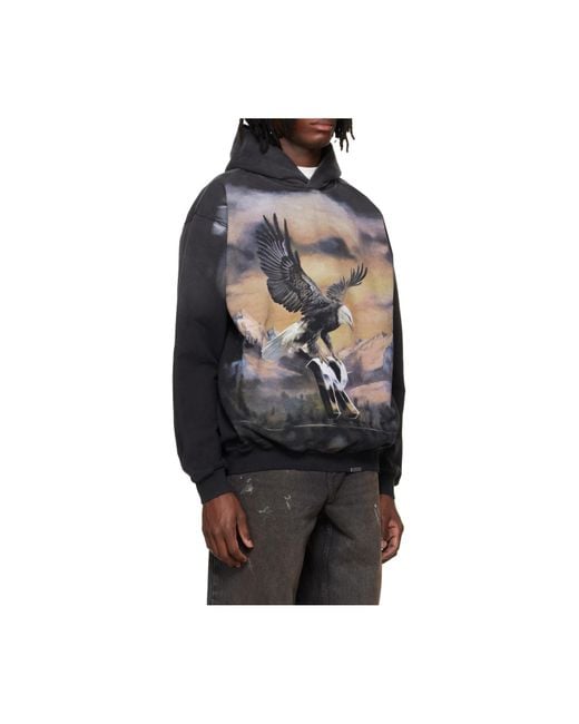 Represent Blue Maxi Printed Hoodie for men