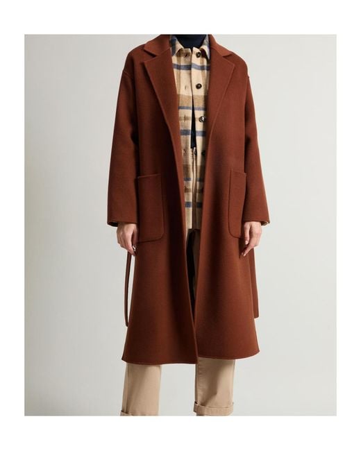 Woolrich Brown Wool Belted Coat