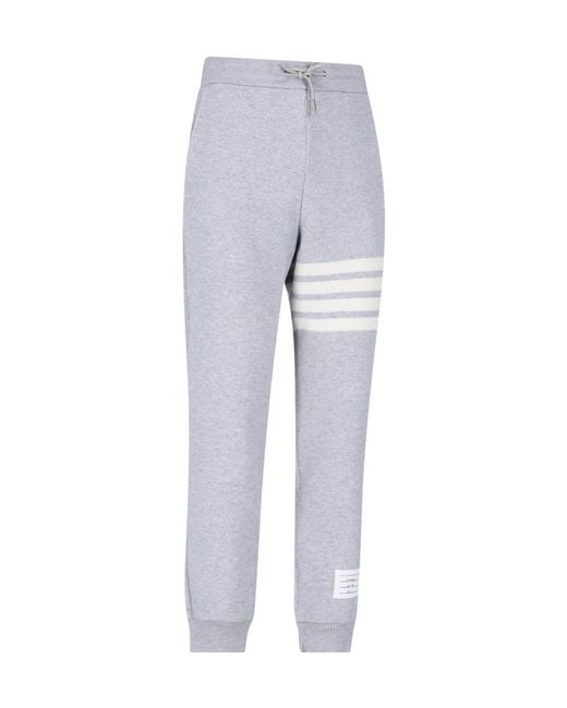 Thom Browne Gray Waffle-Knitted Drawstring Pants for men