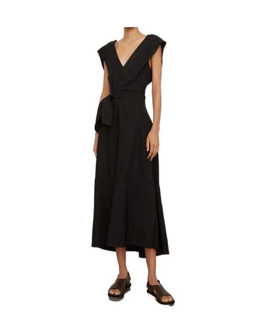 Vince Black V-Neck Sleeveless Midi Dress