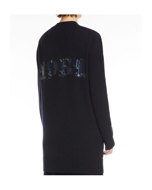 Max Mara Blue Villar V-Neck Long-Sleeved Cardigan