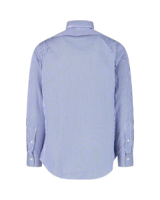 Polo Ralph Lauren Blue Pony Embroidered Striped Shirt for men