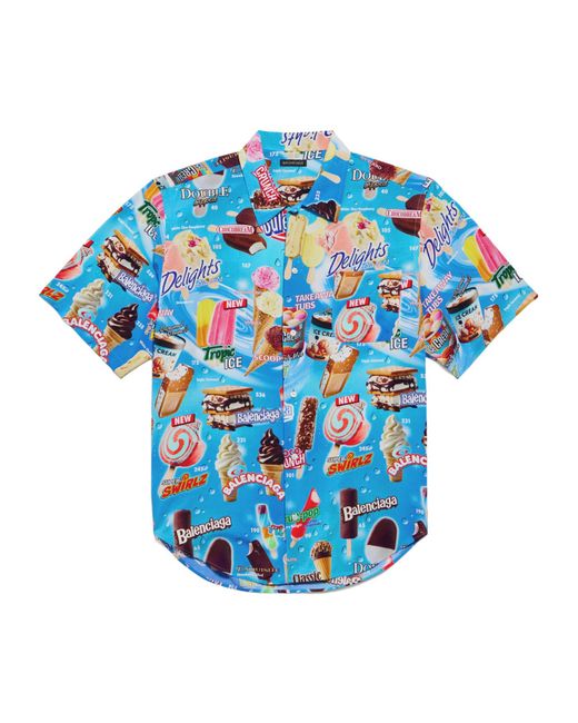 Balenciaga Blue Sweet Treat Short-Sleeve Minimal Shirt for men