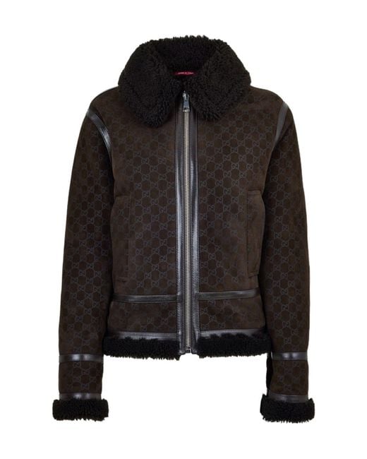 Gucci Black Logo Zip Leather Jacket