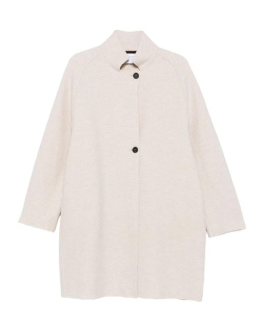 Harris Wharf London White Button-Fastening Virgin-Wool Coat