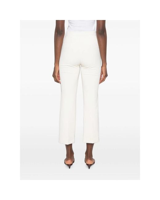 Elisabetta Franchi White Cropped Logo-Plaque Trousers