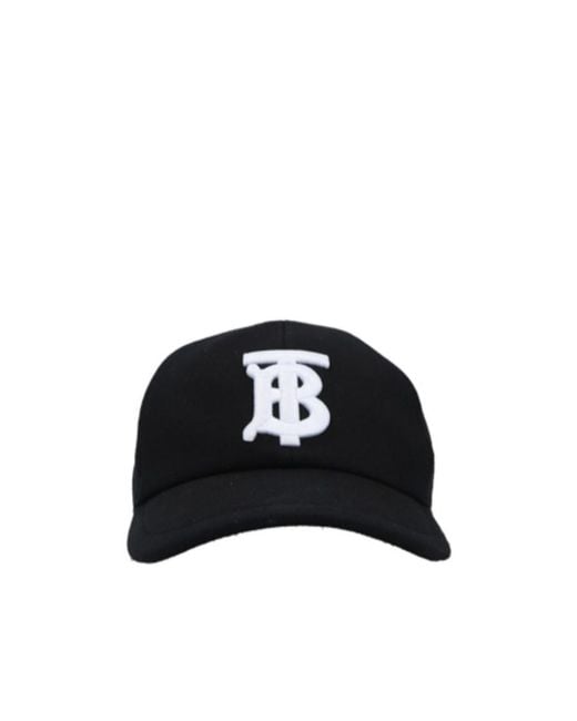 Burberry Black Embroidered Tb Baseballl Hat for men