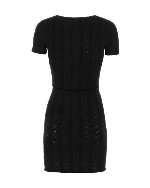Alexander Wang Black Pointelle-Knit T-Shirt Dress