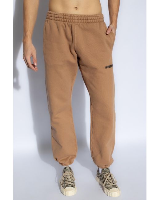 M I S B H V Natural Logo-Printed Tapered Leg Track Pants for men