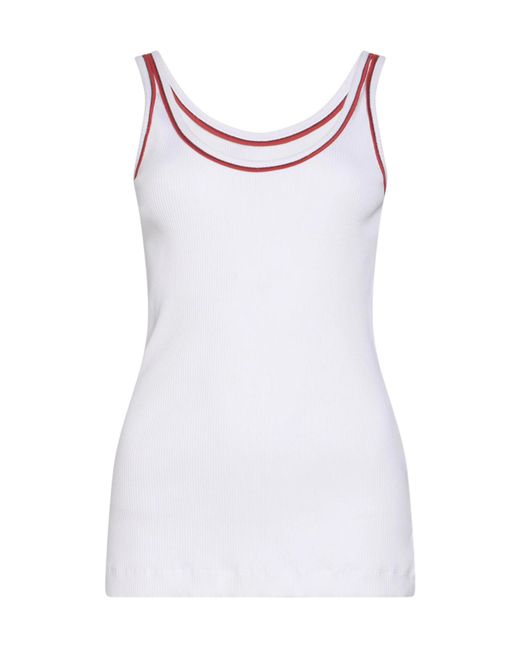 Brunello Cucinelli White Solid Color Sleeveless Top