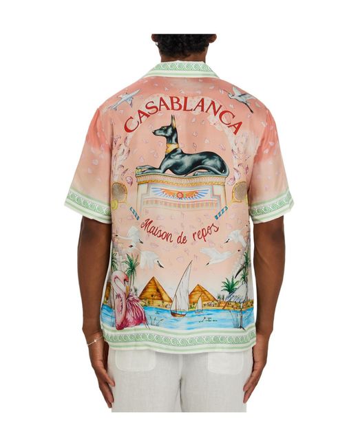 Casablanca Multicolor Radiating Logo-Monogram Silk Shirt for men