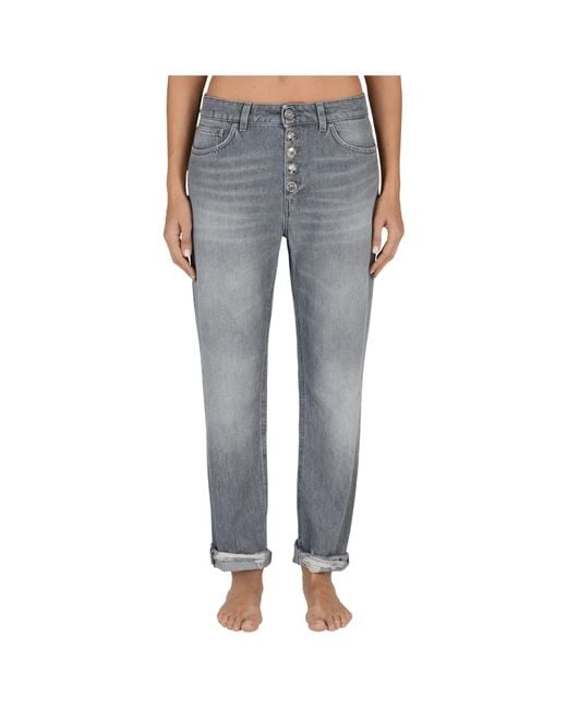Dondup Blue Distressed Straight Leg Jeans